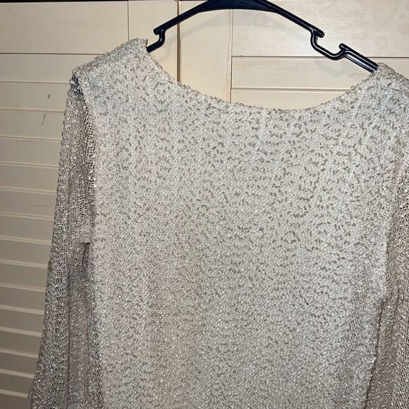 Indigo soul open knit sweater with lace bottom size medium - Picture 6 of 7